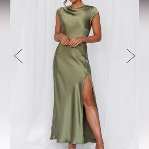 NWT Hello Molly Green Satin Dress